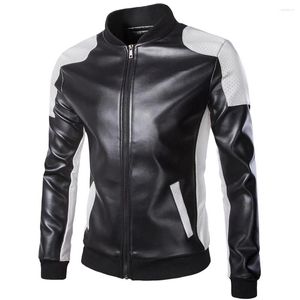 Vestes pour hommes Veste en cuir Faux Hommes Mode Patchwork Moto Europe et Amérique Style Grande Taille 5XL PU