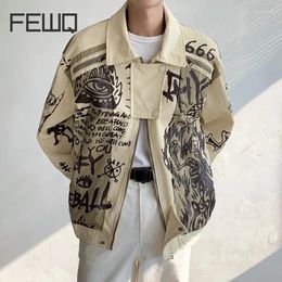 Jackets para hombres Pocos Q Otoño Invierno Color impreso a juego Collar graffiti de manga larga Diseño de graffiti Coreano Fashion 24x3134