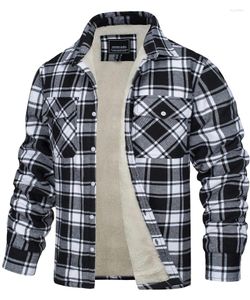 Chaquetas para hombre, camisa de franela, chaqueta acolchada con forro de manga larga, abrigo a cuadros para hombre, algodón grueso de gran tamaño