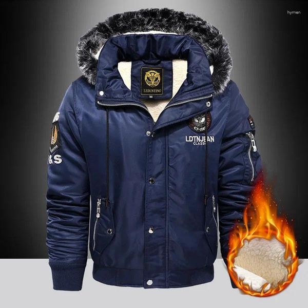 Vestes pour hommes Parka doublée en polaire Hommes Manteau d'hiver Bomber Veste surdimensionnée épaissie chaude épaisse noir bleu rouge coton rembourré