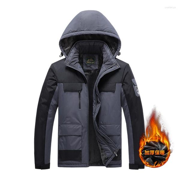 Vestes pour hommes Doublure Polaire Montagne Hiver Hommes Randonnée Épaissir À Capuche En Plein Air Chapeau Amovible Manteaux Outwear Oversize 8XL