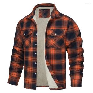 Herenjassen Fleece geruite jas Casual los Katoen Dikkere voering Flanel Warm Uitloper Herfst Winter Werkjas Bovenkleding S-5XL