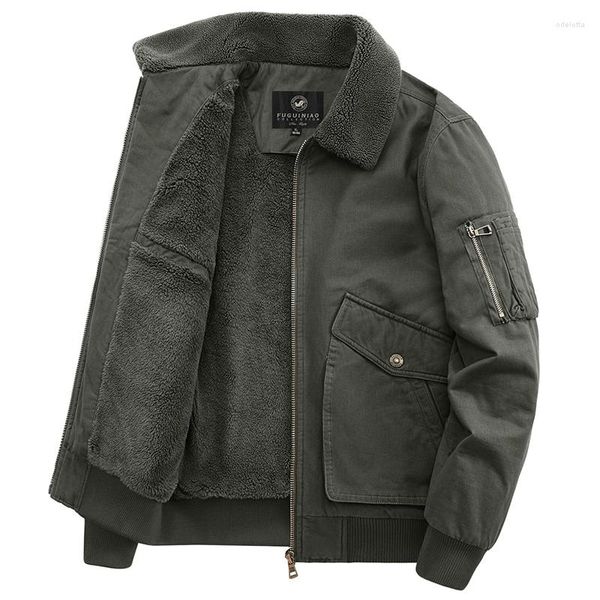 Hommes Vestes Polaire Chaud Bomber Hommes Hiver Épais Parkas Mode Casual Coupe-Vent Manteaux Mâle Automne Outwear Tactique Militaire Veste