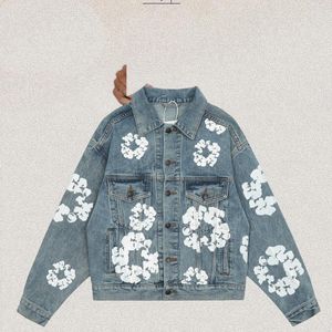 Vestes pour hommes Veste en jean à fleurs Designer Casual Vêtements d'extérieur pour hommes Revers Manches longues Bouton Top