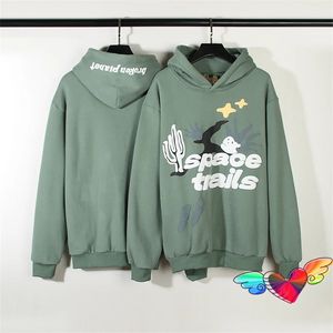 Vestes pour hommes Mousse Imprimer Broken Planet Space Trails Sweat à capuche Hommes Femmes Vert clair Hip Hop Pulls Sweat-shirts polaires 231101