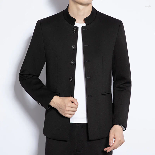 Chaquetas para hombres Estilo de comercio exterior Pequeño cuello de pie para jóvenes Traje Zhongshan Versión coreana Abrigo