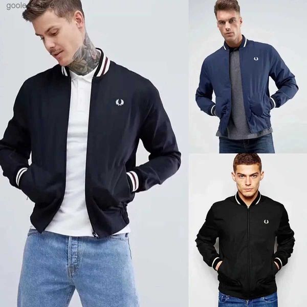 Chaquetas para hombres Fred Bordado 2023 Otoño Nueva chaqueta de vuelo para hombres Chaqueta de béisbol a rayas de trigo Tamaño europeo Tarifa de envío Q231109