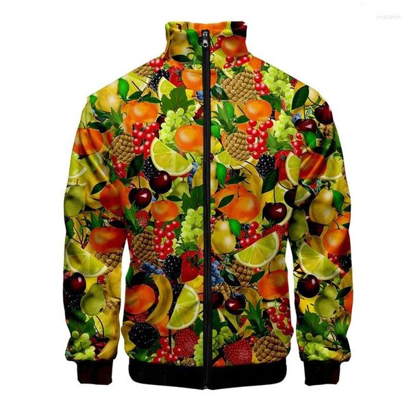 Vestes pour hommes Funny Fruit 3D Veste à glissière imprimée à manches longues Hommes Femmes Collier de revers Vêtements de mode Mâle Casual Sweats à capuche Manteaux