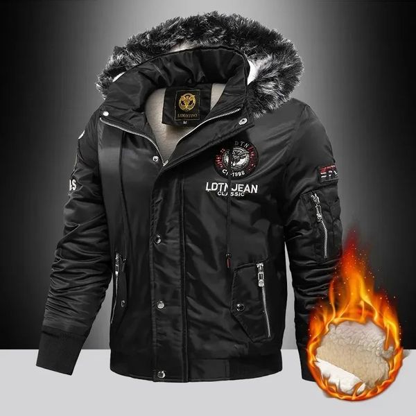 Chaquetas para hombres Chaqueta con cuello de piel Abrigo de invierno para hombre Cálido con capucha para hombres Forrado con forro polar Abrigos Chaquetas Hombre Moda Casual Top 231110