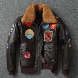 Herenjacks G1 Toplaag Cowhide Lederen Flight Jacket 100 Hoge kwaliteit Men Echte revetje Leisure Gun hetzelfde als Tom 230812