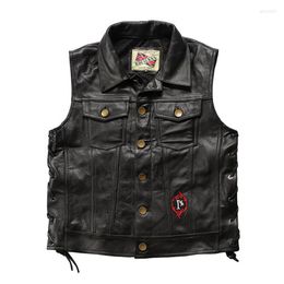 Vestes pour hommes en cuir de mouton végétal tanné de qualité supérieure gilet Vintage gilet de motard élégant pour hommes