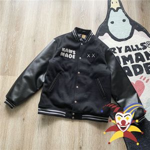 Men S Jackets Girls Don T huilen Human Made Baseball Jacekt Lederen mouw borduurbrief Cardigan Fleece Outdarse Coat 230106