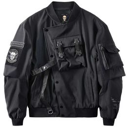 Herenjassen Gotische stijl Japanse harajuku darkwear mannelijk stedelijk streetwear schedel Y2k zwart Techwear jas motorfiets bomberjack voor herenzln231108
