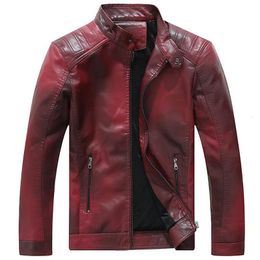 Herenjacks gradiënt kleur pu lederen jas mannen casual mode gotische motorfiets fietser punk stand kraag fleece lederen jassen Jaqueta Couro 230225