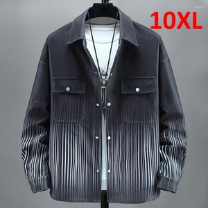 Vestes pour hommes dégradé rayé veste hommes grande taille 10XL manteau printemps automne grand mâle mode décontracté bouton