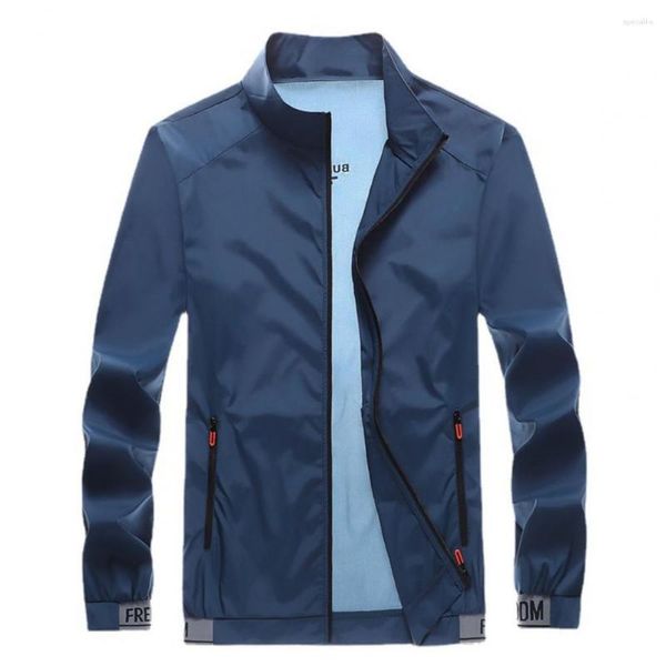 Vestes pour hommes grande manchette élastique hommes manteau d'été respectueux de la peau poches à fermeture éclair Protection solaire veste d'extérieur tissu doux