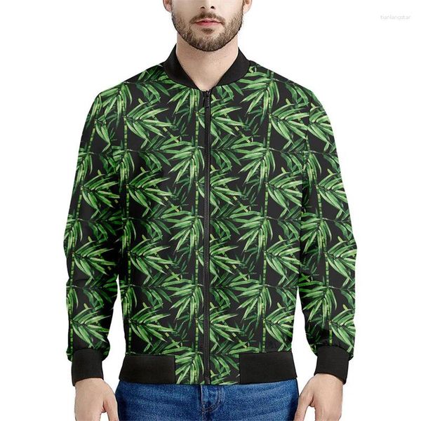 Vestes pour hommes Bamboo vert 3d Imprimé plantes plantes feuilles sweat graphique à manches longues fraîche