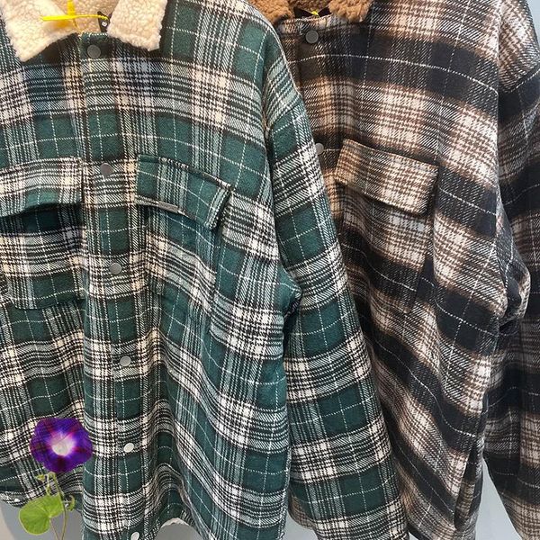 Vestes pour hommes Vert Checked Lamb Laine Hommes Femmes Américain High Street Casual Mode Hiver Chaud Tops REP Manteaux