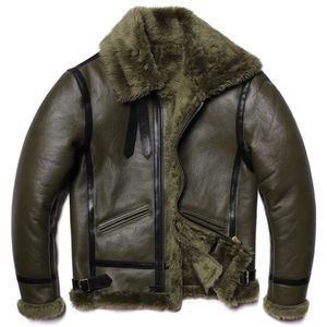 Vestes pour hommes Vert Épais Mouton Shearling Laine Veste En Cuir Original Fourrure Écologique Véritable Peau De Mouton Mâle Manteaux Chauds Vol 231108