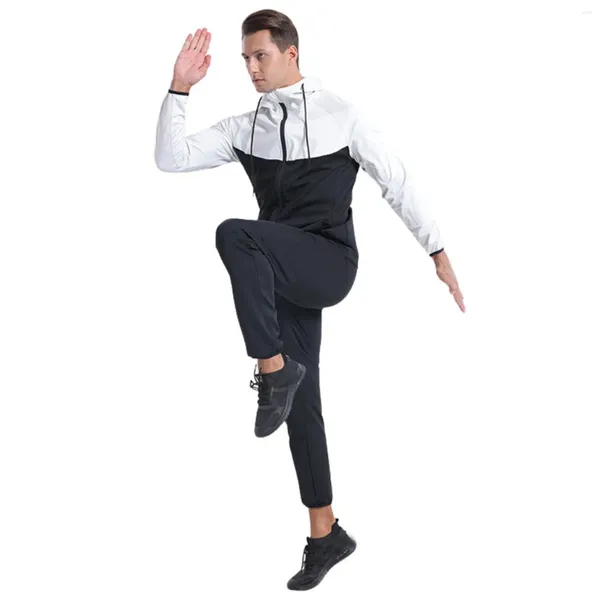 Vestes pour hommes Veste d'exercice de gymnastique pour hommes Chemise de sauna Sweat Coat Zipper Two Tone Couture Entraînement Shapewear Sportswear Vêtements pour hommes