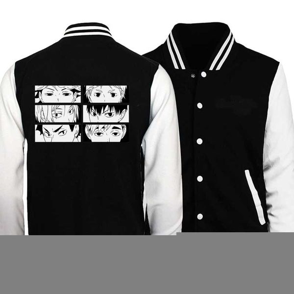 Vestes pour hommes Haikyuu Ics Anime Karasuno Baseball Veste Manteau Noir Blanc Slim Fit Université Varsity Manteaux Uuniform Moto BomberMen's