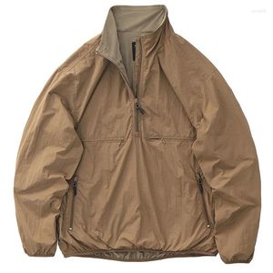 Vestes pour hommes à moitié zippé manteau de sport masculin en japonais rétro montagne à cru de vent en velours en veille rembourrée