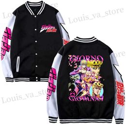 Vestes pour hommes Veste de baseball Harajuku JoJo Bizarre Adventure Giorno Giovanna Manteau à capuche Japonais Anime Hommes / Femmes Uniforme de baseball drôle Tops T231016