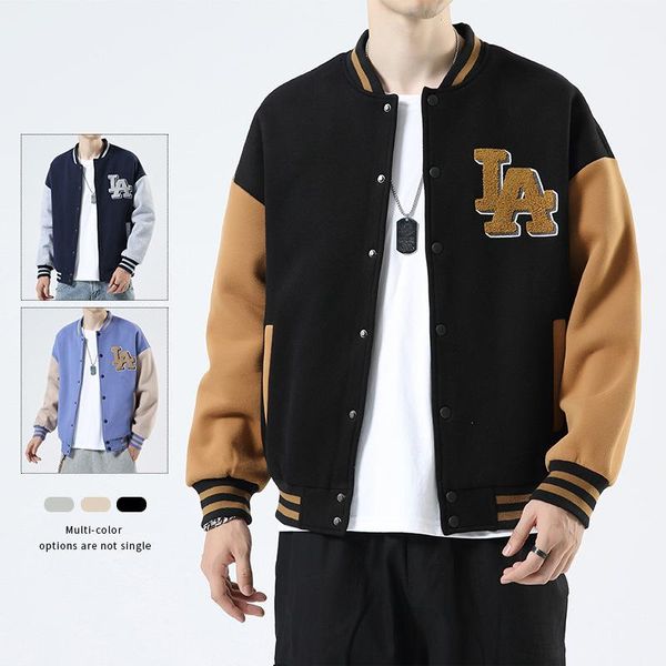 Chaquetas de hombre Harajuku béisbol hombres flocado carta bordado Patchwork Varsity japonés estilo universitario abrigos pareja SpringMen's