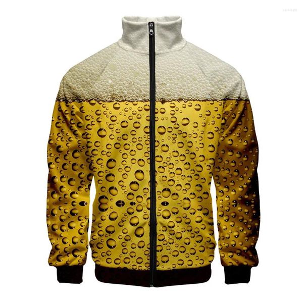 Chaquetas de hombre Harajuku Día Internacional de la cerveza estampado 3D cremallera raglán chaqueta cortavientos hombres/niños cómodos abrigos con cuello levantado