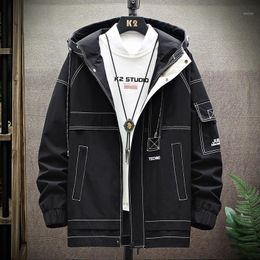 Herenjassen HCXY Merk Mens Hooded Jacket Lente en Herfst Mode voor Mannen Stitching Color Casual Coat Mannelijk
