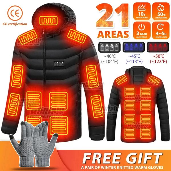 Chaquetas para hombres Chaqueta con calefacción Hombres 21 Área Cuatro Control de interruptor USB Ropa con calefacción eléctrica Chaleco de autocalentamiento Mujeres Chaqueta térmica Cálido WinterCoat 231213