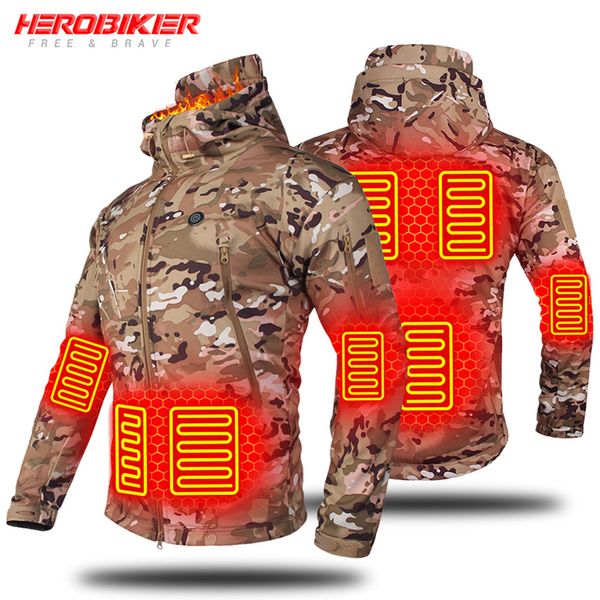 Vestes pour hommes Veste chauffante Moto Veste à capuche Hommes Femmes 7 zones USB Chauffage électrique Thermostatique Camping Veste d'hiver chaude Moto Manteaux 230923