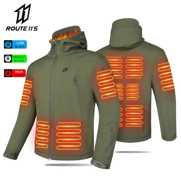 Vestes pour hommes Veste chauffante hiver moto veste à capuche hommes femmes 7 zones USB chauffage électrique thermostatique Camping veste chaude lavée 231010