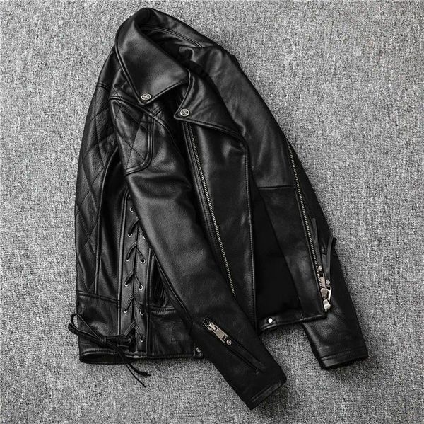 Vestes pour hommes First-couches First Caler Cow Hide Cuir Coat Motorcycle Clothing Amekaji Wear American Casual Short