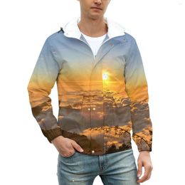 Vestes pour hommes Hehuan Mountain Winter Sunset Print Street Wear Mouilles d￩contract￩es Male Jacket Overashe Design Outdoor How