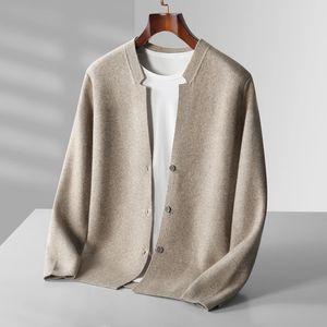 Vestes pour hommes Haut de gamme Business Casual 100 Cardigan en laine mérinos Couleur unie Tricoté Vneck Cachemire Veste Pull Manteau d'hiver 231114