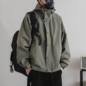 Vestes pour hommes, coupe-vent à col haut, manteaux de sport d'automne avec capuche, vêtements à la mode, streetwear japonais 2023