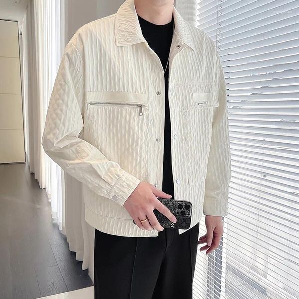 Vestes pour hommes Veste en tissu 3D de haute qualité pour hommes 2024 Printemps Casual Couleur Solide surdimensionné Streetwear Manteau Revers Vêtements sociaux