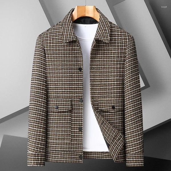 Chaquetas para hombres Chaqueta de solapa de lana de moda de otoño e invierno de alta calidad Hombres gordos de moda Además de abrigo grueso con clip corto suelto