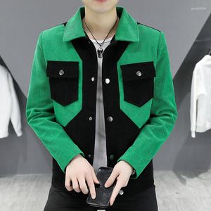 Jackets para hombres Jaqueta de mosaico de pana de otoño de alta calidad para hombres Moda coreana Business Bomber Social Streetwear abrigos