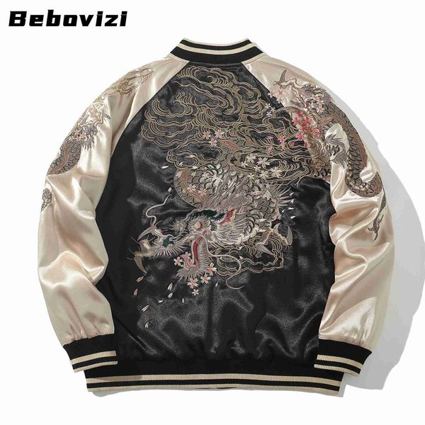 Vestes pour hommes Haute qualité Automne Dragon Veste brodée Style japonais Uniforme de baseball pour hommes Streetwear Harajuku Casual Couple Vêtements YQ231025