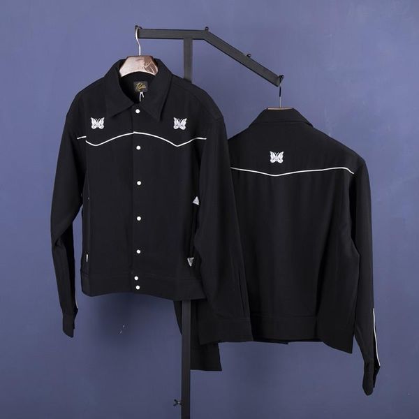 Vestes pour hommes Haute qualité Aiguilles noires Veste de mode Hommes 1: 1 Vintage Papillon Brodé Logo AWGE Femmes Manteaux À L'intérieur de l'étiquette