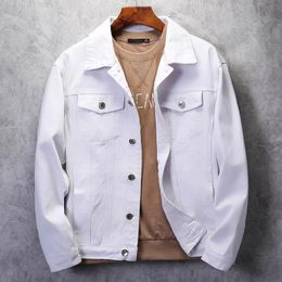Vestes pour hommes veste en jean de haute qualité couleur unie blanc noir rose manteau décontracté revers simple boutonnage grande taille 3XL