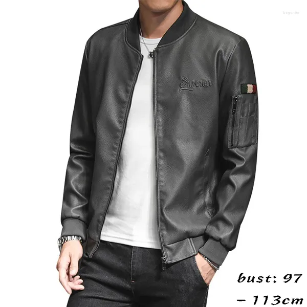 Chaquetas para hombres Chaqueta de cuero de alta calidad para hombres Manga larga Cuello de costilla Motocicleta suave 2023 Ropa de otoño Negro Verde Marrón