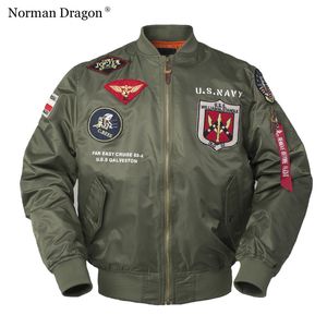 Herenjacks Hoogwaardige lichtgewicht US Navy Print Militaire patch Witte groene zwarte nylon honkbal bomberjack Men Bomber Coats 230310