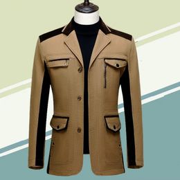 Chaquetas para hombres Abrigo de primavera y otoño para hombres de alta calidad Chaqueta de algodón delgada con cuello de traje informal de negocios de mediana edad Chaqueta de papá masculina 231017