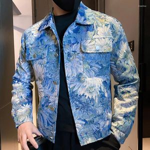 Vestes pour hommes de haute qualité hommes vintage abstrait artistique motif floral veste décontracté manteaux sociaux streetwear bombardier imprimé