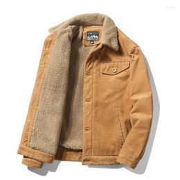 Herenjacks Hoge kwaliteit Mannen Warme corduroy en Coats Fur Collar Winter Casual Jacket Outdars Male Thermal