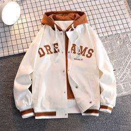 Men S Jackets Hoge kwaliteit Varsity Baseball Uniform Autumn Trendy Brand All Match Student Hooded Plus Size Coat 230313