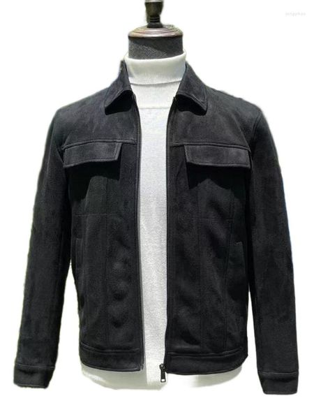 Vestes pour hommes haute qualité daim veste fermeture éclair rétro classique revers manteau coupe-vent printemps automne décontracté Cargo manteaux vêtements d'extérieur pour hommes